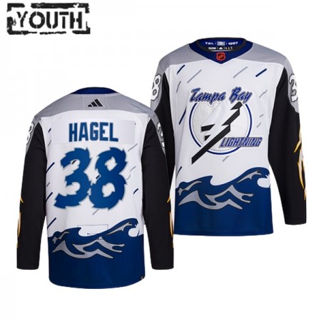Tampa Bay Lightning Hockeydrakt Brandon Hagel 38 2022-23 Hvit Reverse Retro 2.0 Adidas Authentic - Barn